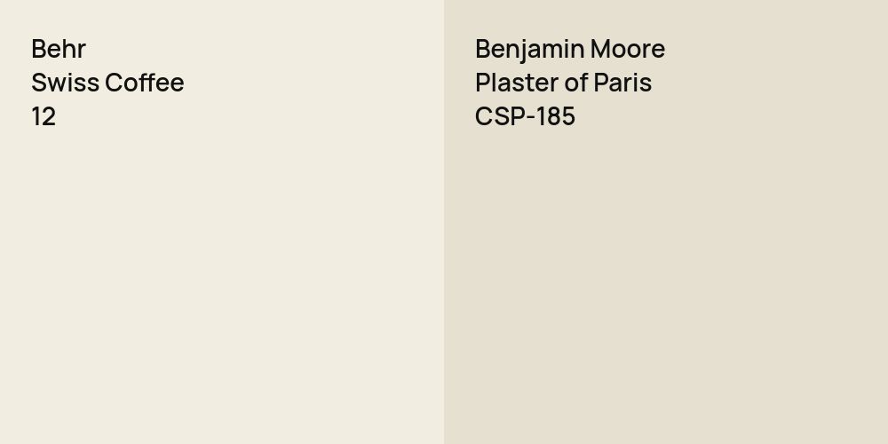 Behr Swiss Coffee vs. Benjamin Moore Plaster of Paris