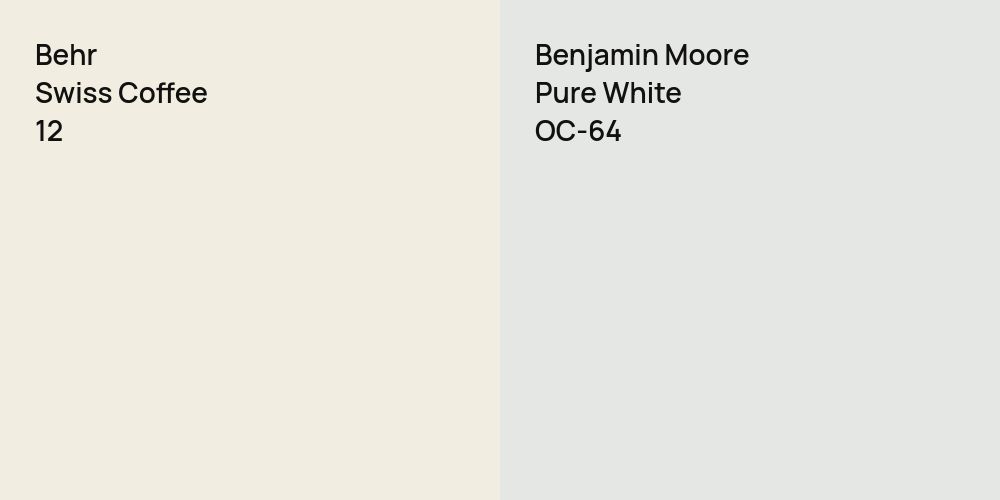 Behr Swiss Coffee vs. Benjamin Moore Pure White