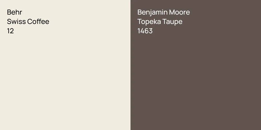 Behr Swiss Coffee vs. Benjamin Moore Topeka Taupe