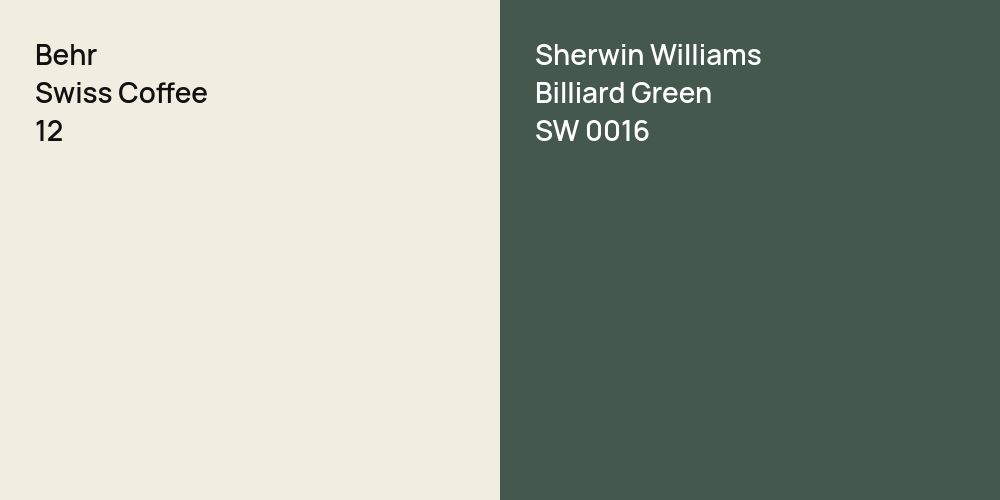 Behr Swiss Coffee vs. Sherwin Williams Billiard Green