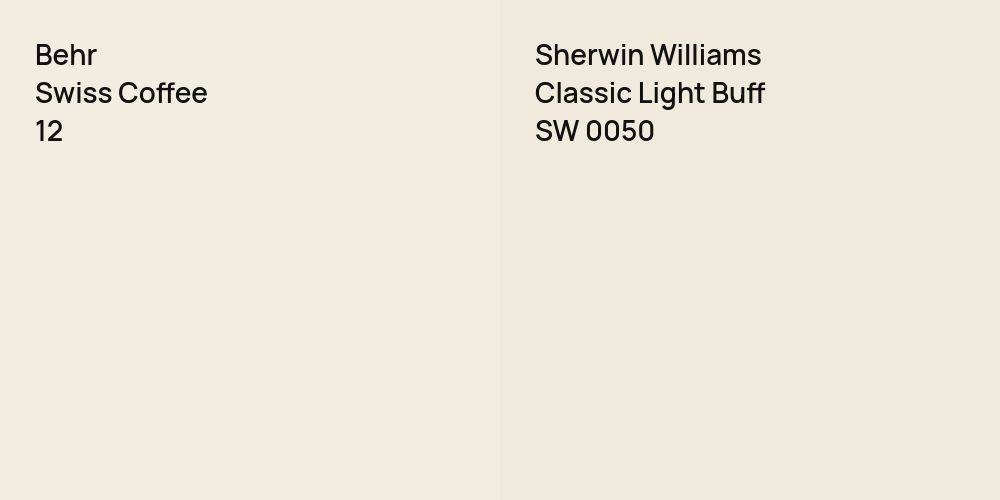 Behr Swiss Coffee vs. Sherwin Williams Classic Light Buff