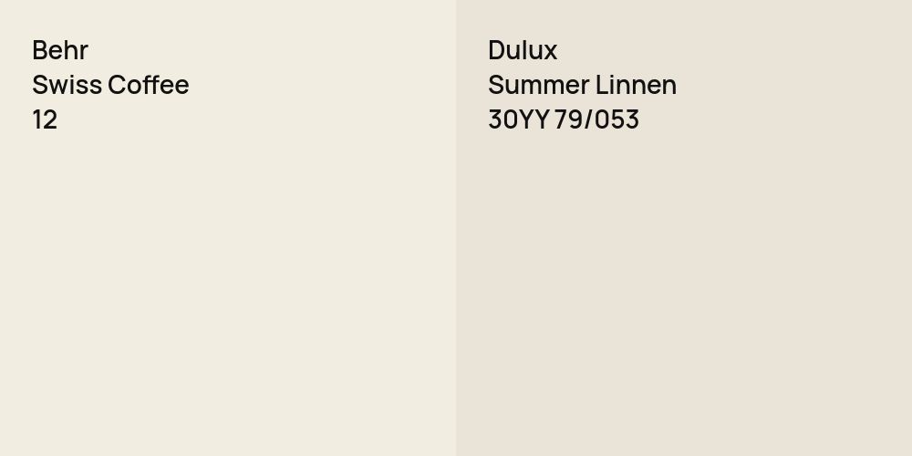 Behr Swiss Coffee vs. Dulux Summer Linnen