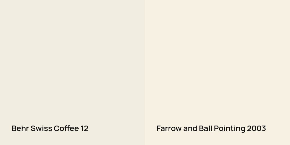 Behr Swiss Coffee vs. Farrow and Ball Pointing