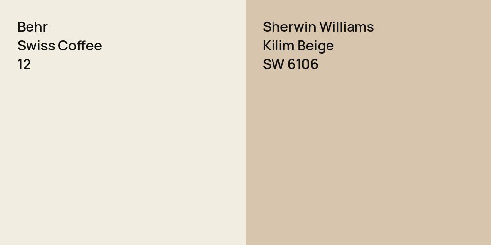 Behr Swiss Coffee vs. Sherwin Williams Kilim Beige