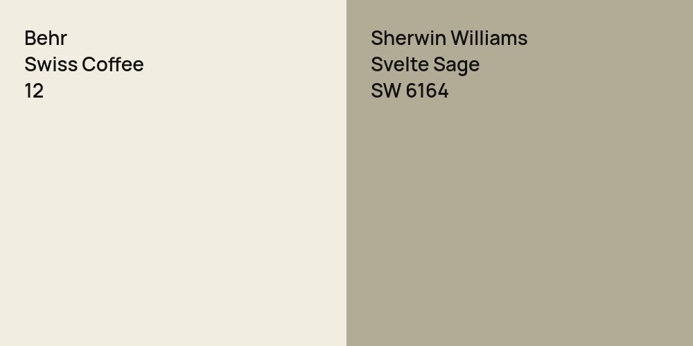 Behr Swiss Coffee vs. Sherwin Williams Svelte Sage