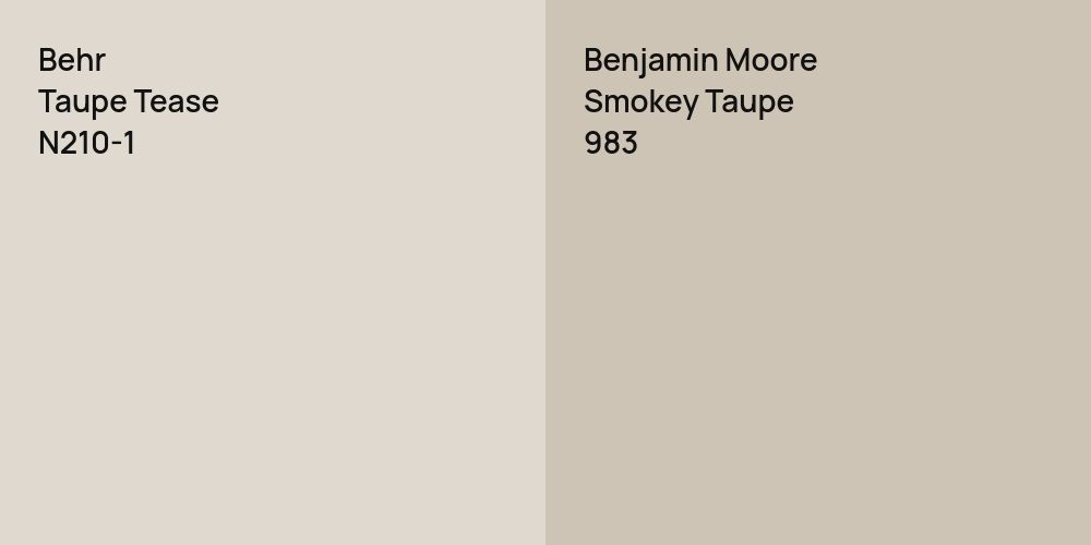 Behr Taupe Tease vs. Benjamin Moore Smokey Taupe