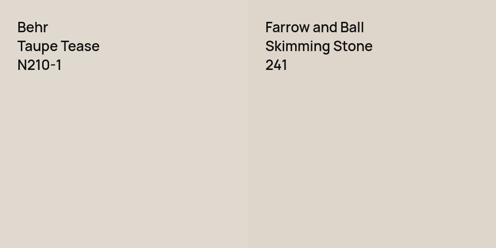 Behr Taupe Tease vs. Farrow and Ball Skimming Stone