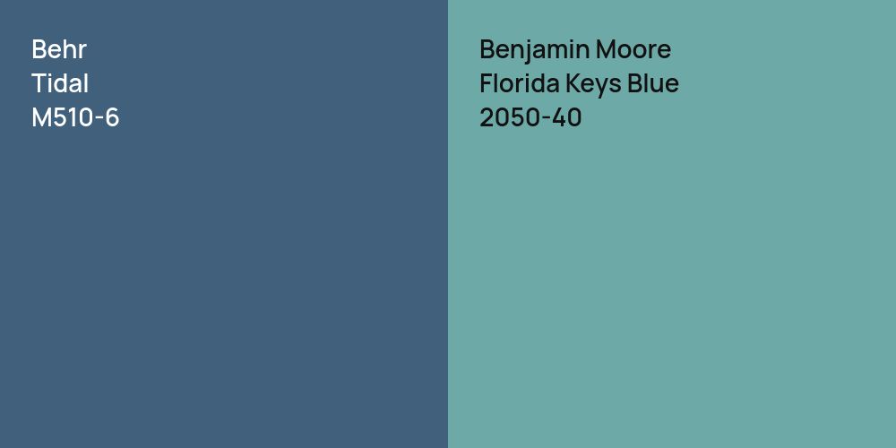 Behr Tidal vs. Benjamin Moore Florida Keys Blue comparison