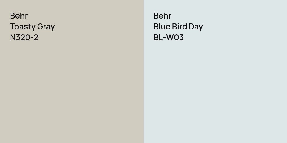 Behr Toasty Gray vs. Behr Blue Bird Day