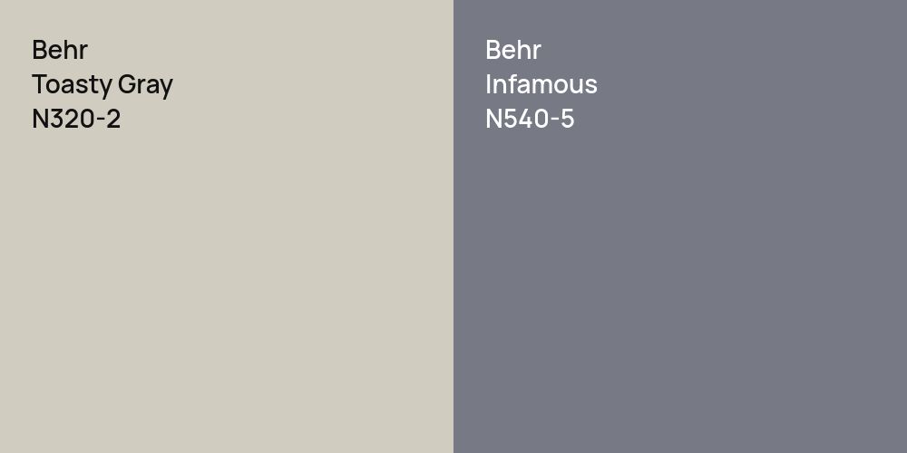 Behr Toasty Gray vs. Behr Infamous