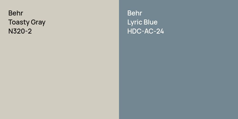 Behr Toasty Gray vs. Behr Lyric Blue