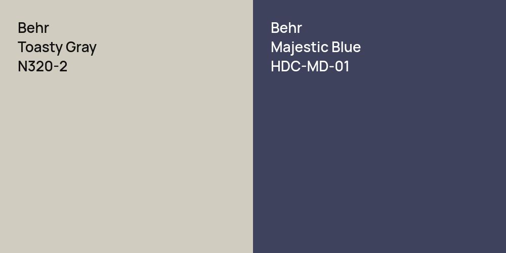 Behr Toasty Gray vs. Behr Majestic Blue