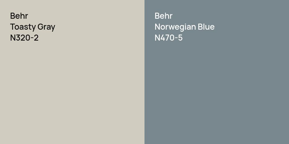 Behr Toasty Gray vs. Behr Norwegian Blue