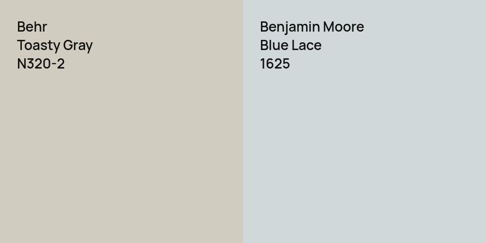 Behr Toasty Gray vs. Benjamin Moore Blue Lace