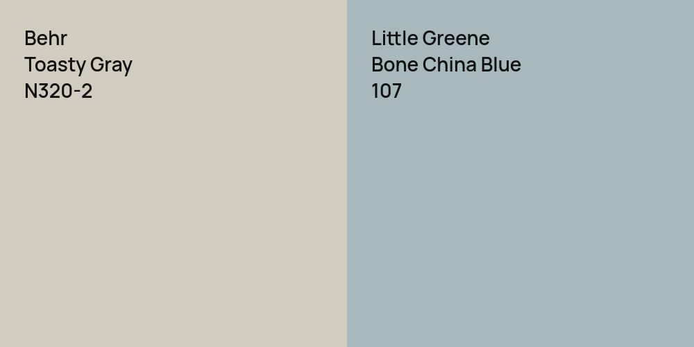 Behr Toasty Gray vs. Little Greene Bone China Blue