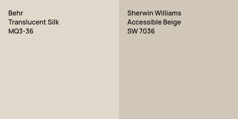 Behr Translucent Silk vs. Sherwin Williams Accessible Beige