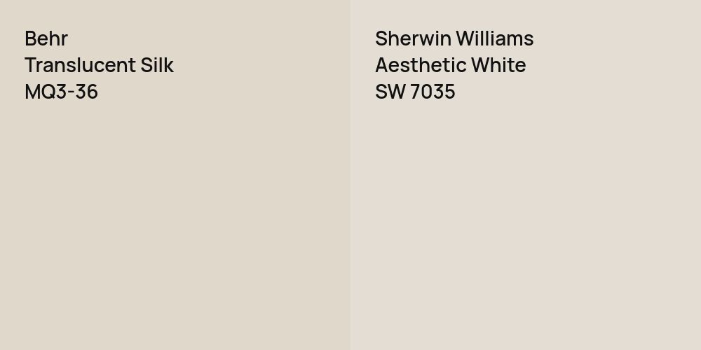 Behr Translucent Silk vs. Sherwin Williams Aesthetic White