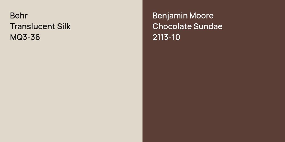 Behr Translucent Silk vs. Benjamin Moore Chocolate Sundae