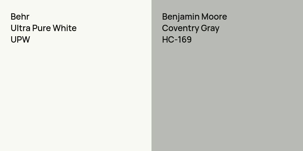 Behr Ultra Pure White vs. Benjamin Moore Coventry Gray