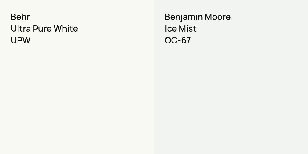 Behr Ultra Pure White vs. Benjamin Moore Ice Mist