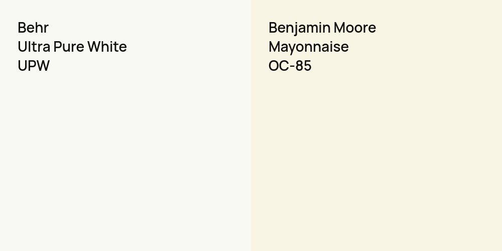 Behr Ultra Pure White vs. Benjamin Moore Mayonnaise