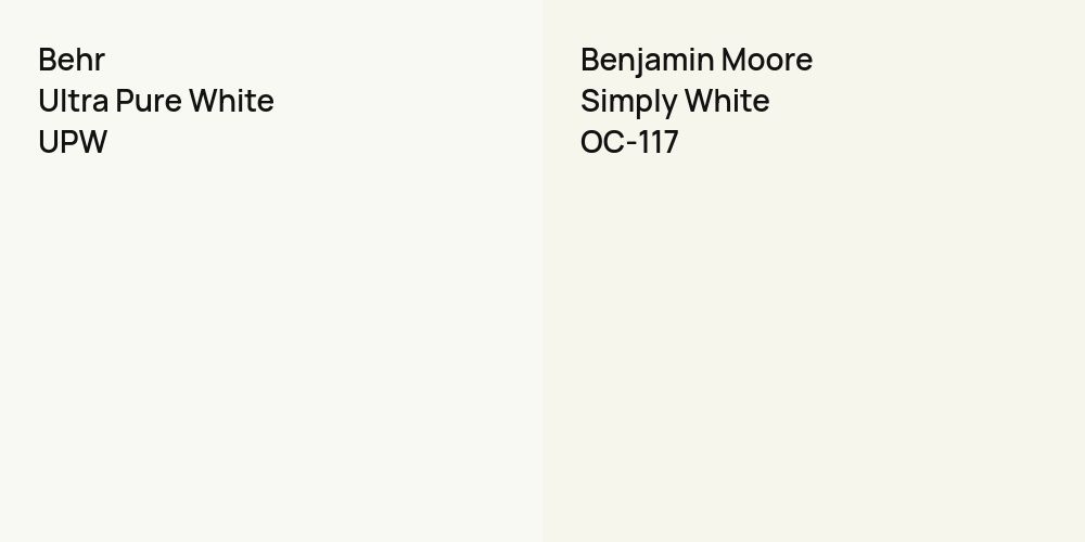 Behr Ultra Pure White vs. Benjamin Moore Simply White