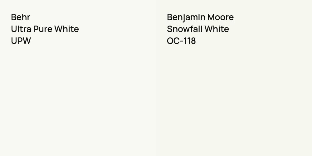 Behr Ultra Pure White vs. Benjamin Moore Snowfall White