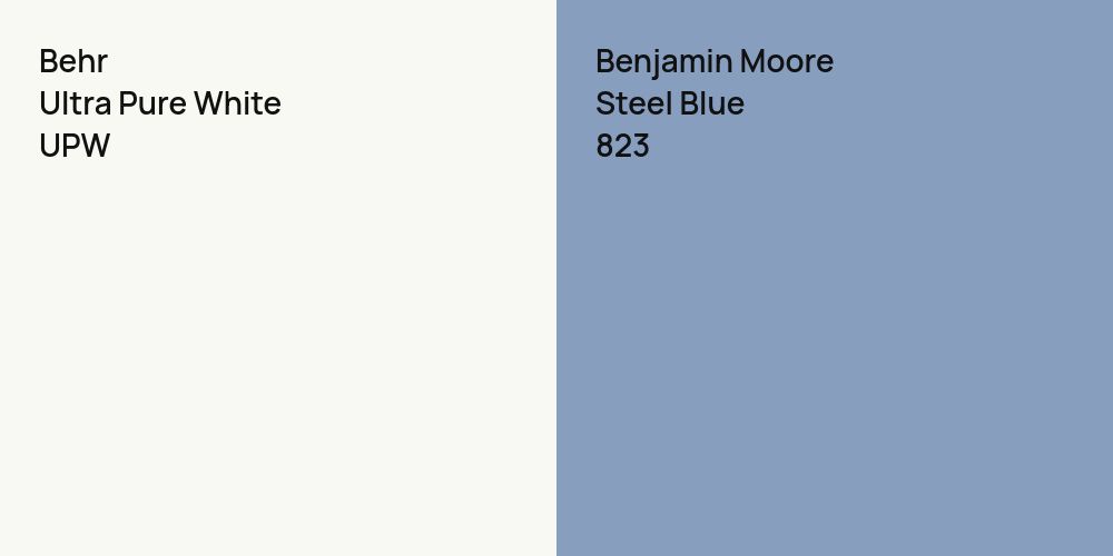 Behr Ultra Pure White vs. Benjamin Moore Steel Blue