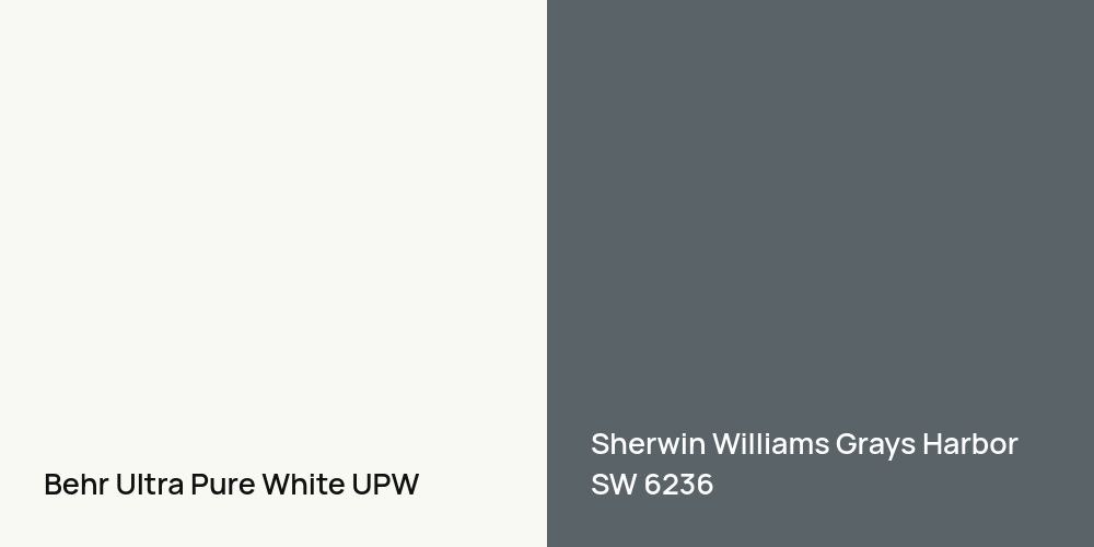 Behr Ultra Pure White vs. Sherwin Williams Grays Harbor