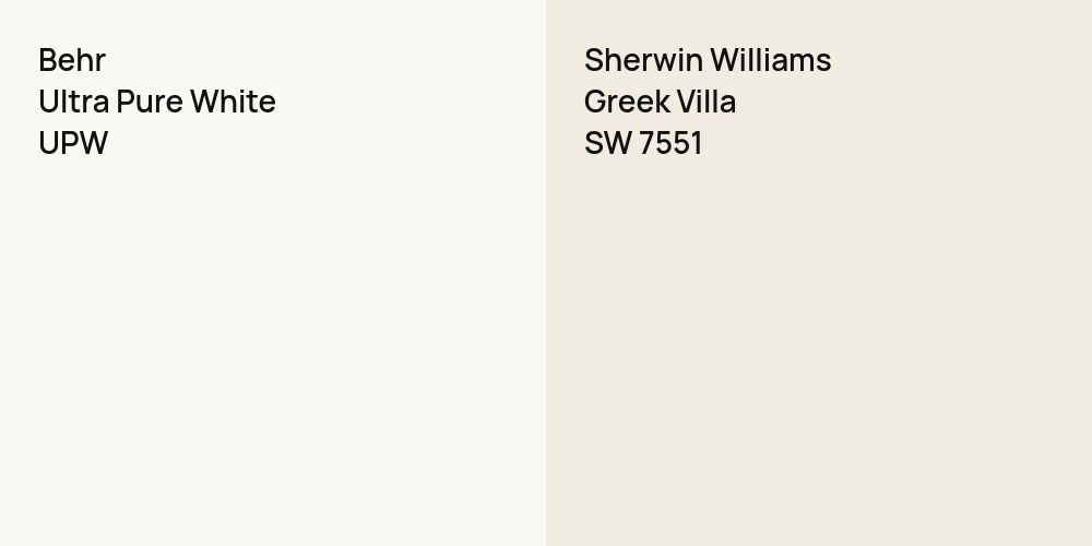 Behr Ultra Pure White vs. Sherwin Williams Greek Villa