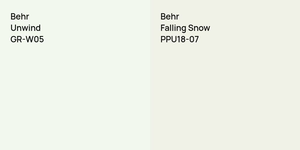 Behr Unwind vs. Behr Falling Snow