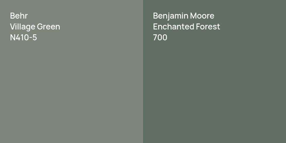 Behr Village Green vs. Benjamin Moore Enchanted Forest