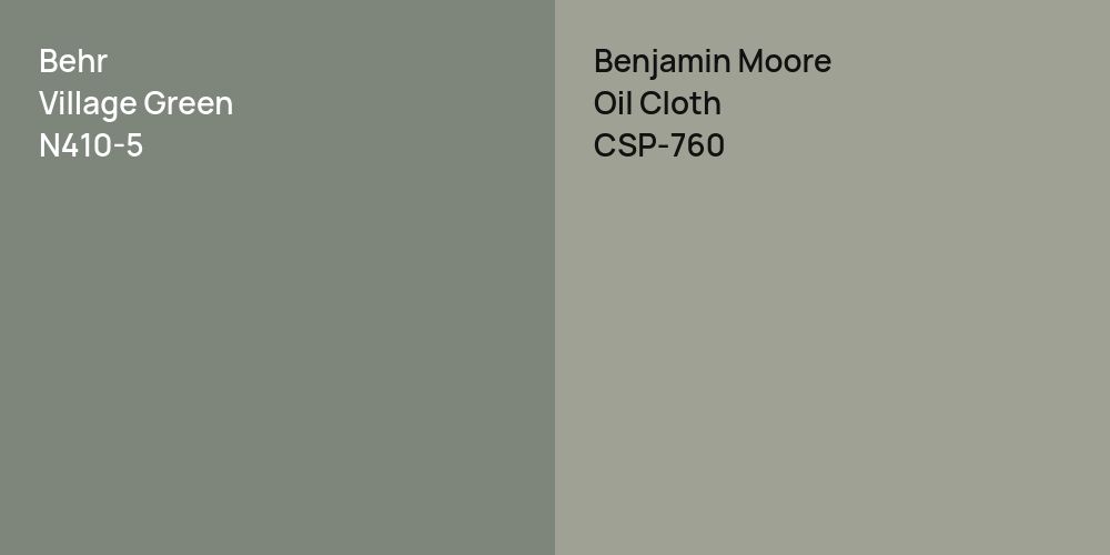 Behr Village Green vs. Benjamin Moore Oil Cloth