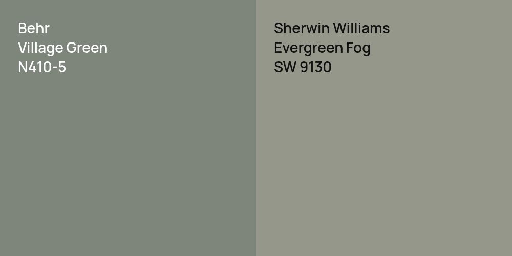 Behr Village Green vs. Sherwin Williams Evergreen Fog