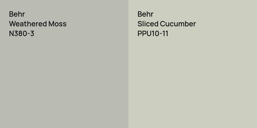 Behr Weathered Moss vs. Behr Sliced Cucumber