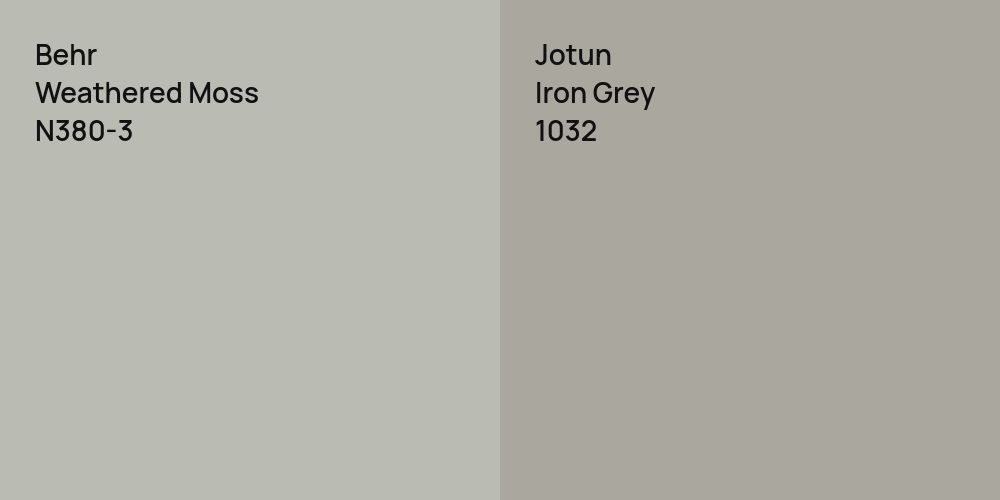 Behr Weathered Moss vs. Jotun Iron Grey