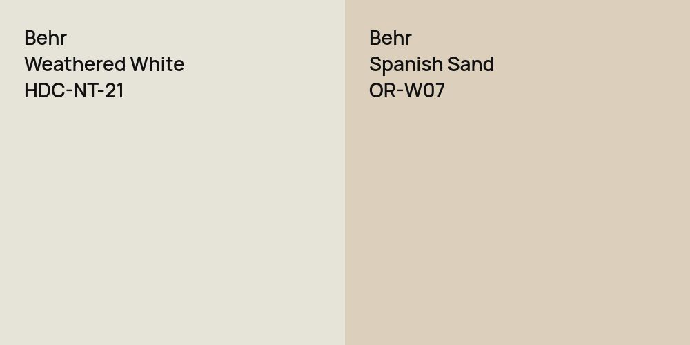 Behr Weathered White vs. Behr Spanish Sand