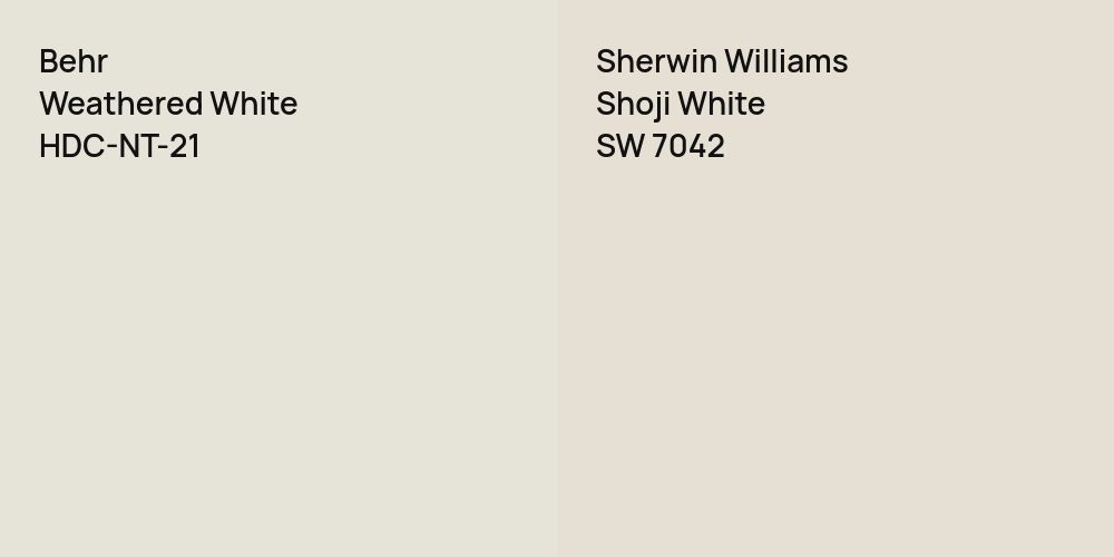 Behr Weathered White vs. Sherwin Williams Shoji White