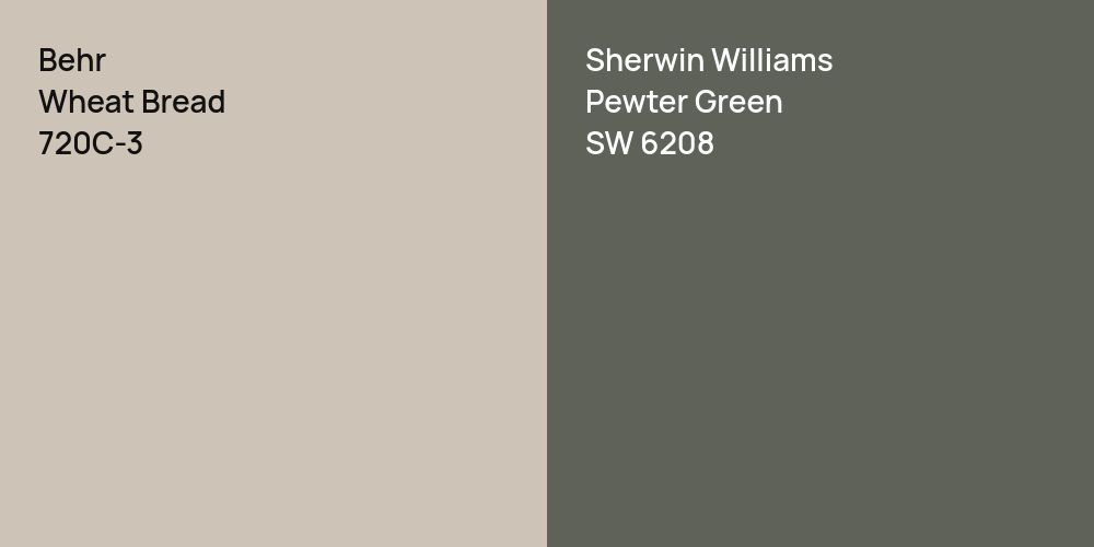 Behr Wheat Bread vs. Sherwin Williams Pewter Green