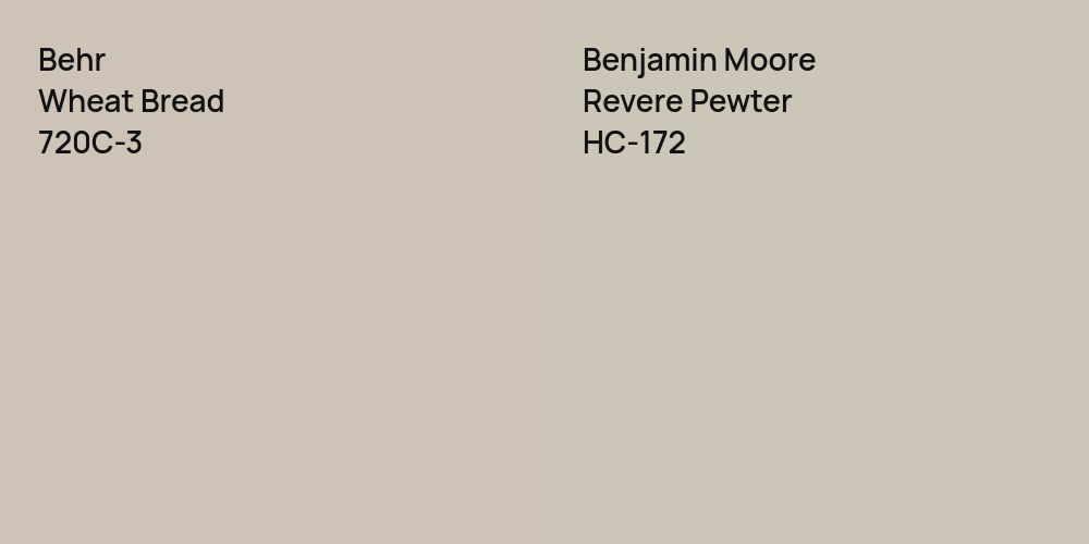 Behr Wheat Bread vs. Benjamin Moore Revere Pewter