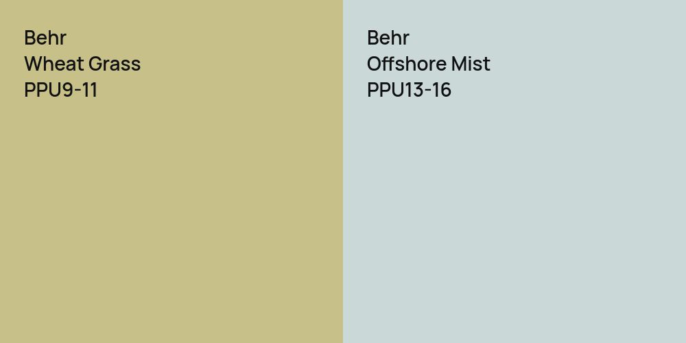 Behr Wheat Grass vs. Behr Offshore Mist