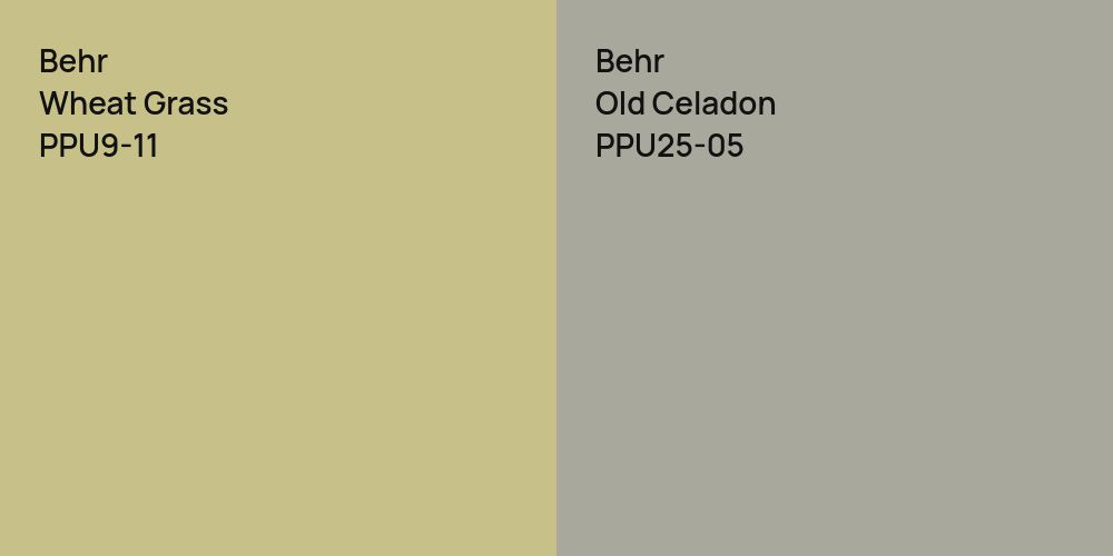 Behr Wheat Grass vs. Behr Old Celadon