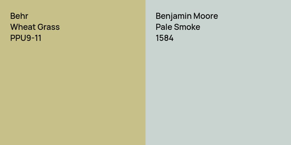 Behr Wheat Grass vs. Benjamin Moore Pale Smoke