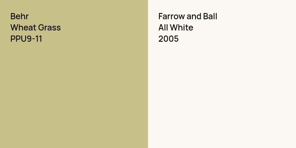 Behr Wheat Grass vs. Farrow and Ball All White