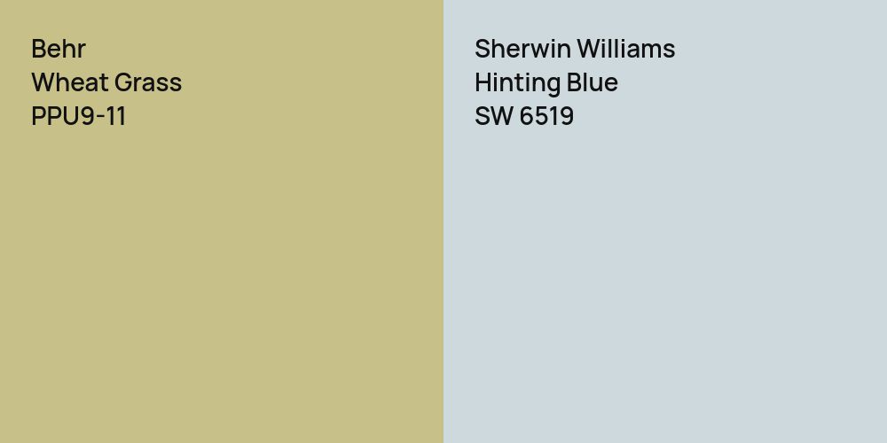 Behr Wheat Grass vs. Sherwin Williams Hinting Blue