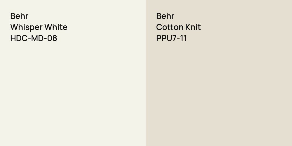 Behr Whisper White vs. Behr Cotton Knit