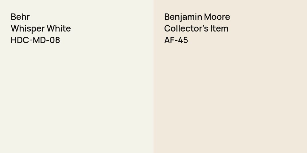 Behr Whisper White vs. Benjamin Moore Collector's Item