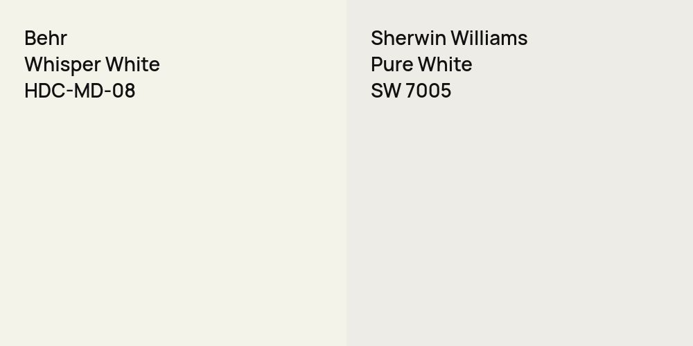 Behr Whisper White vs. Sherwin Williams Pure White