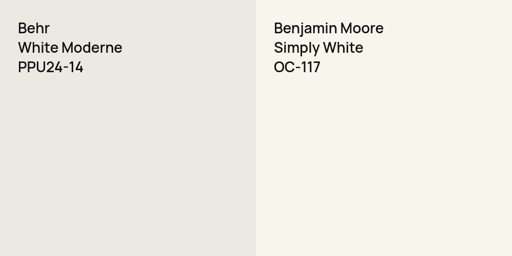 Behr White Moderne vs. Benjamin Moore Simply White