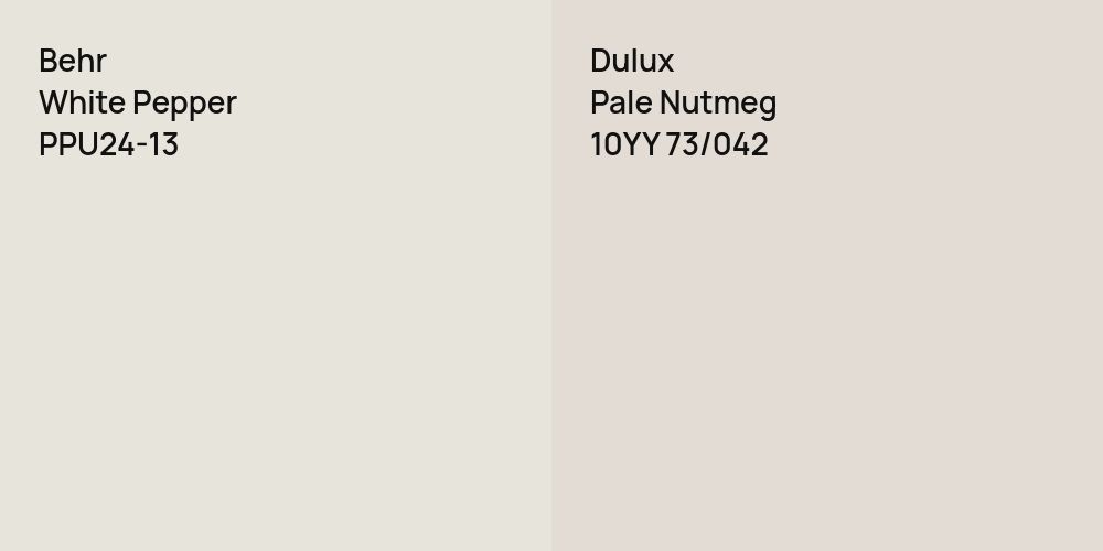 Behr White Pepper vs. Dulux Pale Nutmeg